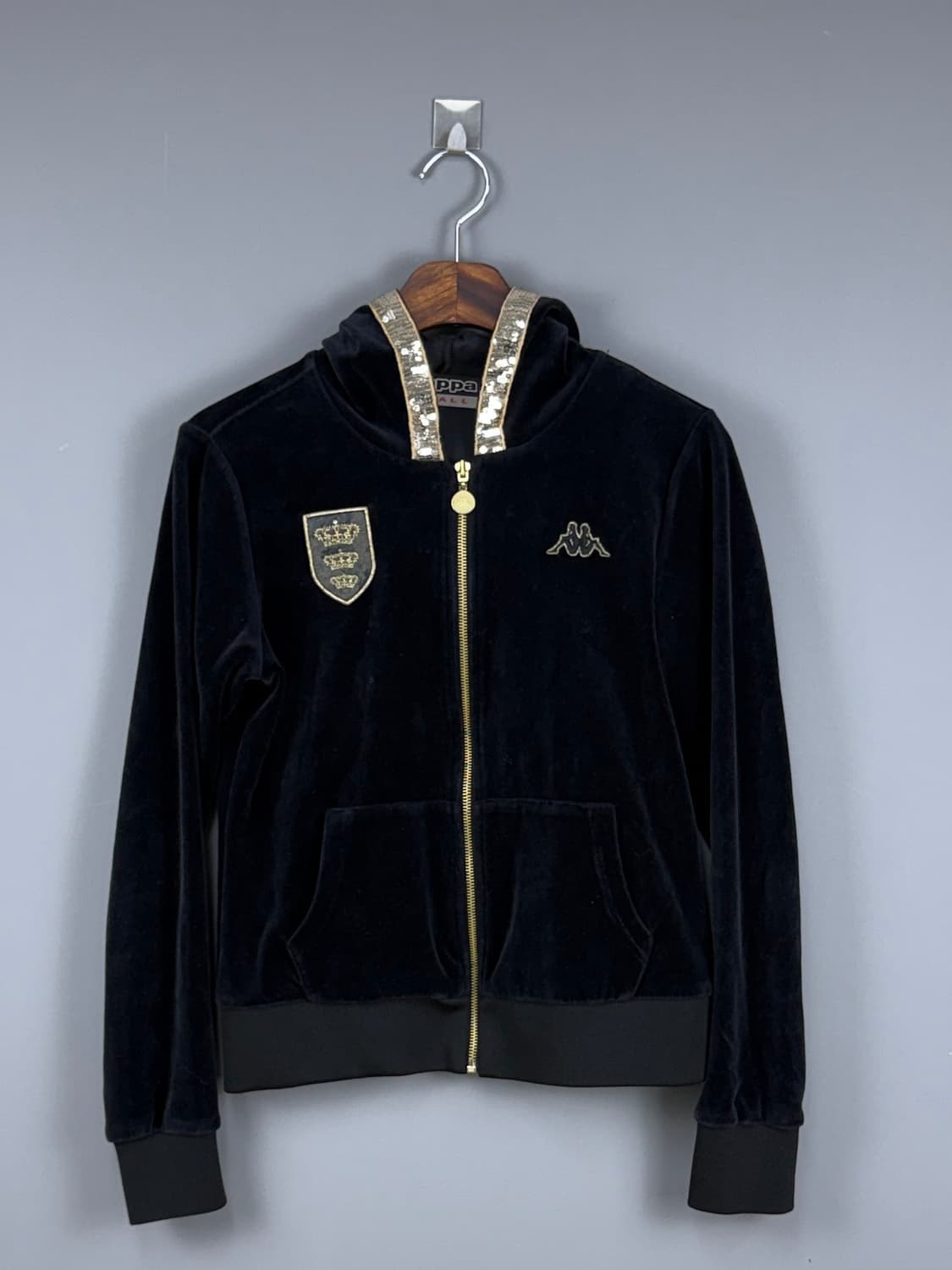 카파 y2k 벨벳 후드 집업 블랙 E37 상품이미지2