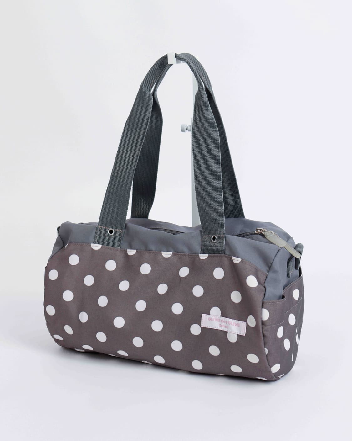 [OLIVE des OLIVE] 그레이 × 브라운 폴카도트 보스턴백 상품이미지4