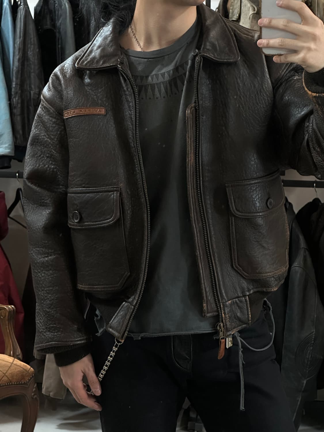 90’s OG 빈티지 아비렉스 G1 레더 자켓 빈티지 레더 봄버 상품이미지10