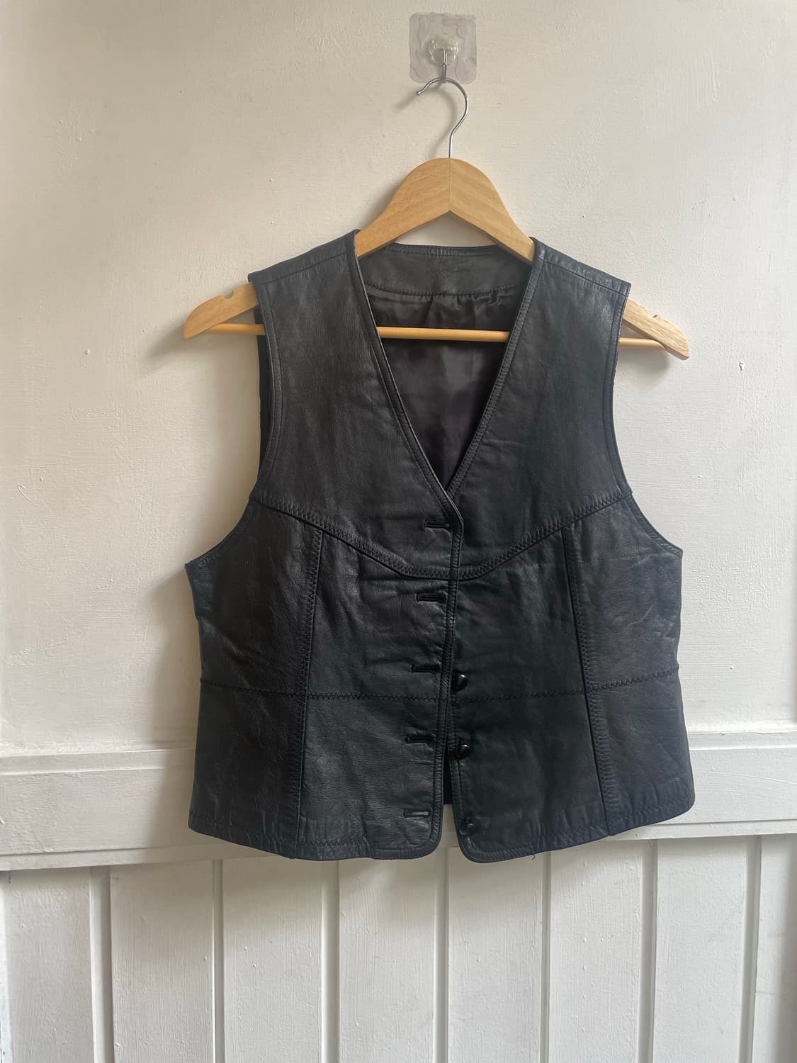 VTG stitch leather vest 상품이미지4