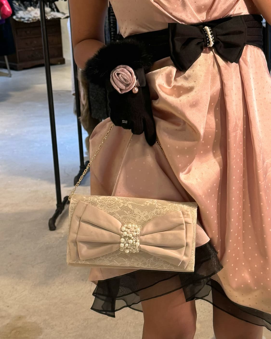 핑크 레이스 리본 핸드백 상품이미지2