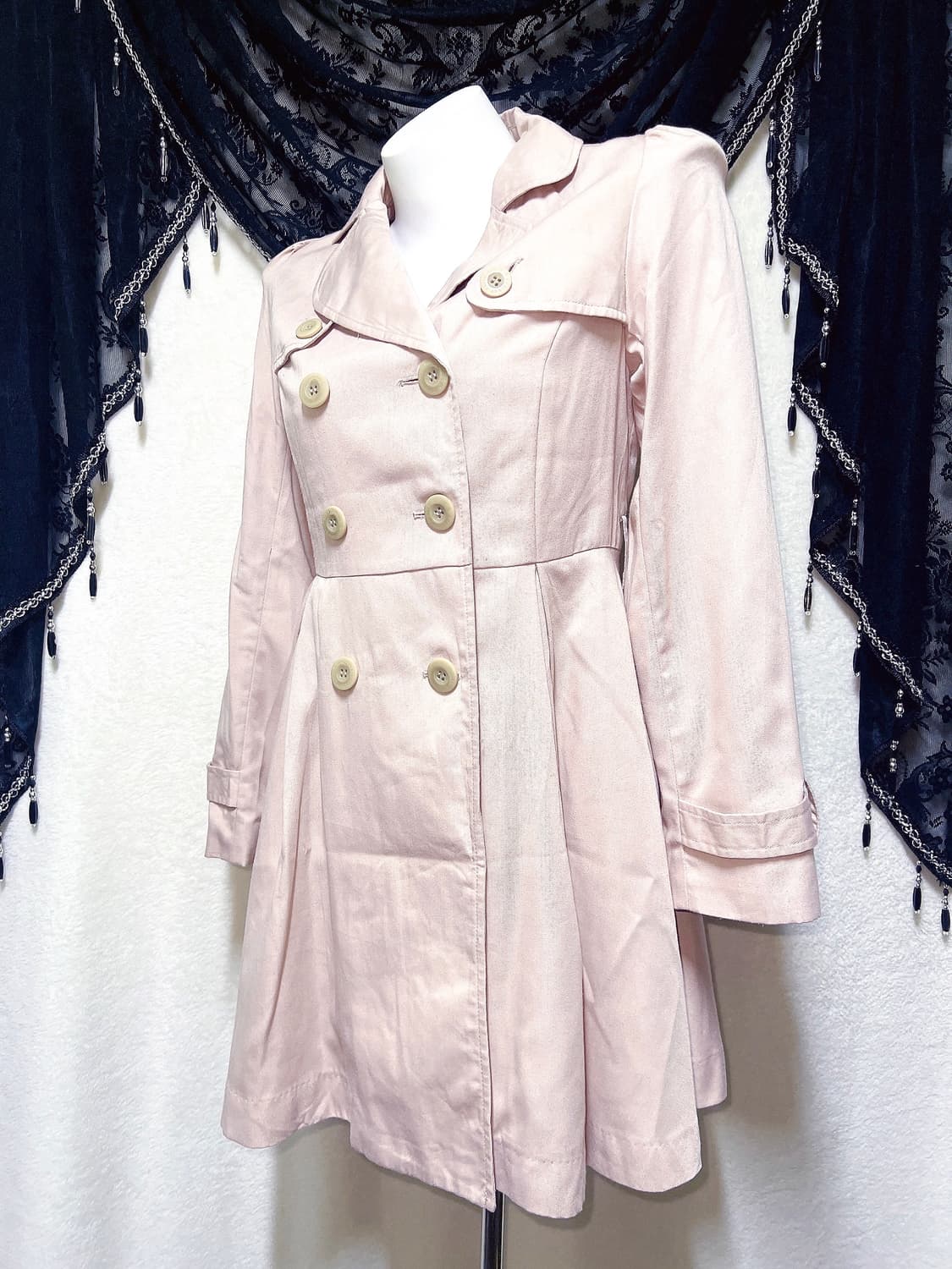 어스뮤직 로맨틱갸루 로걀 히메 핑크 트렌치코트 자켓 모리 라떼 핀터 상품이미지4