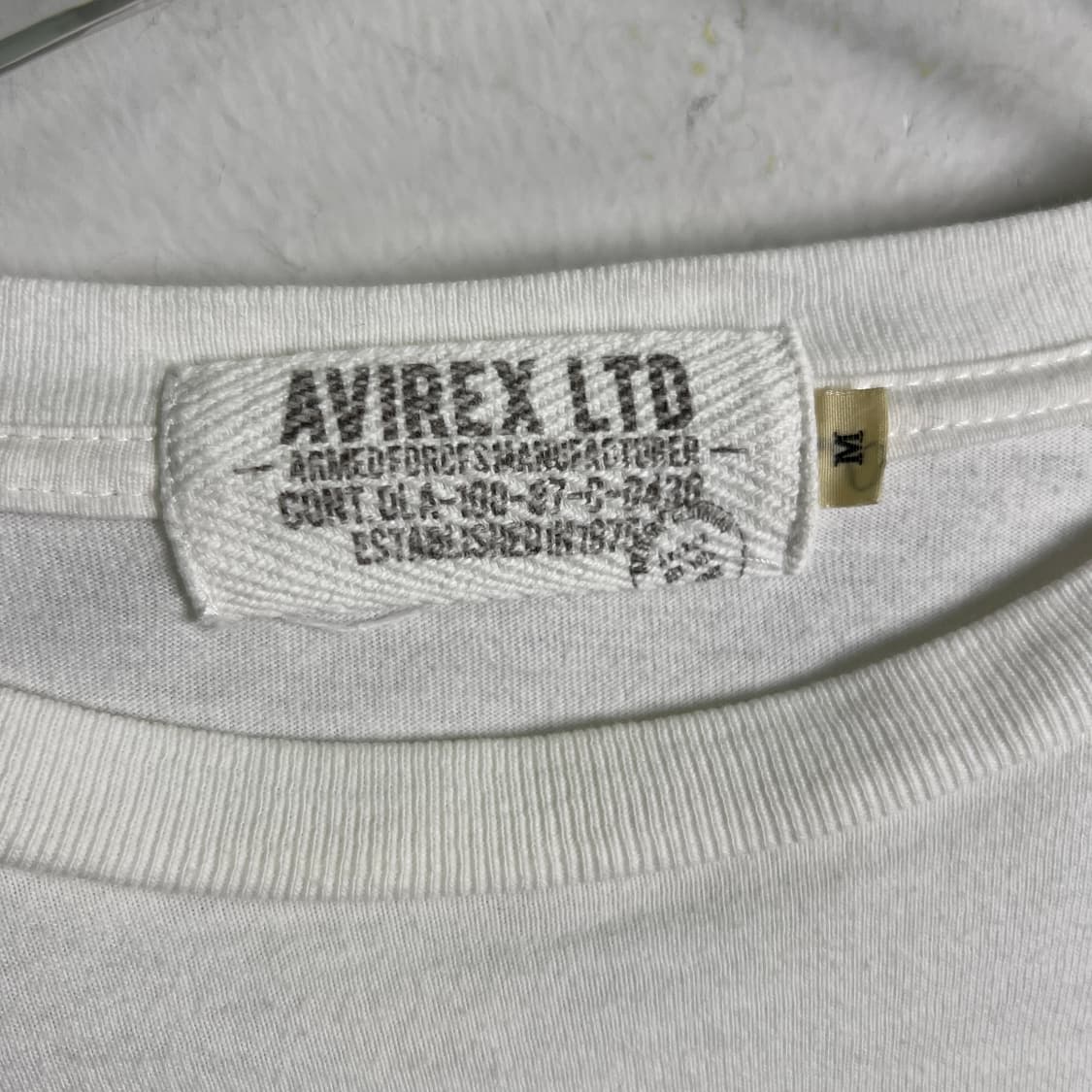 Avirex 아비렉스 화이트 코튼 롱슬리브 M 상품이미지3