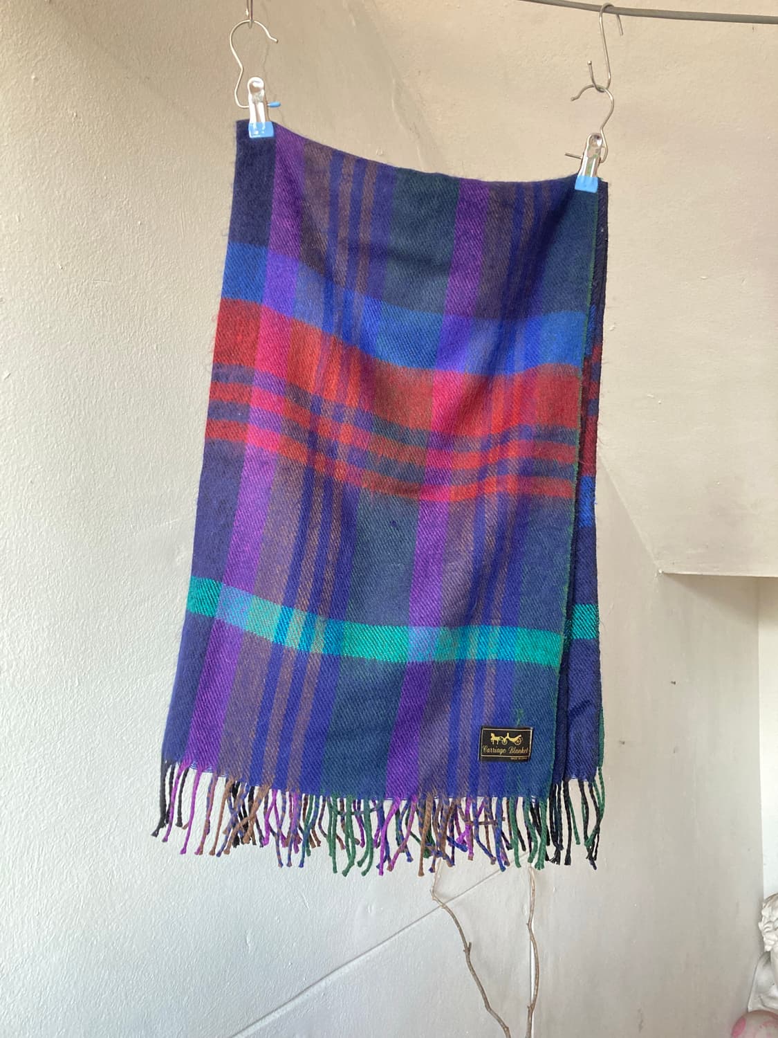 빈티지 블루 체크 머플러 상품이미지1