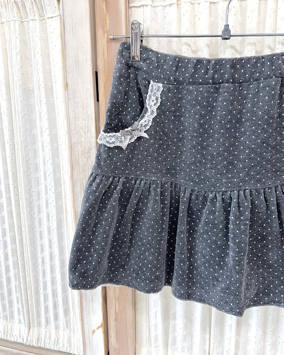 Gray Dot Pleated Mini Skirt 상품이미지9