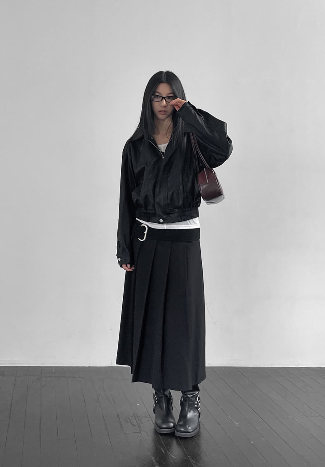 블랙업 뉴트럴 텐션 플리츠 스커트 블랙 M 상품이미지2