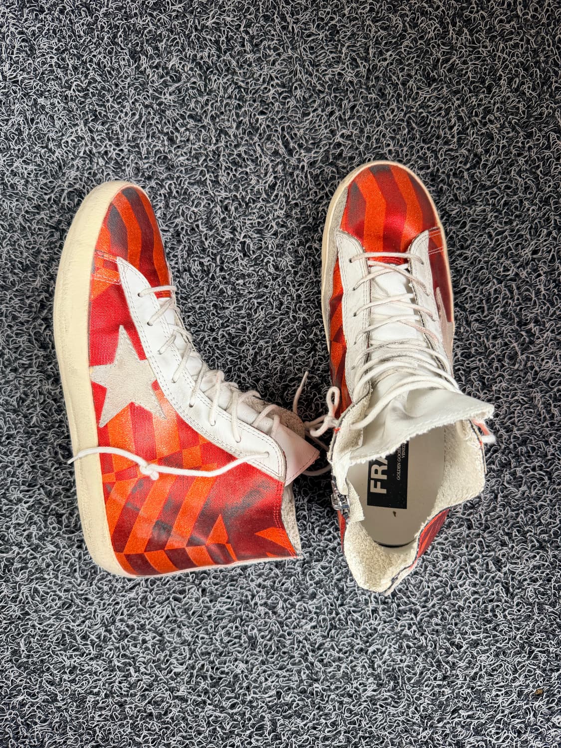 골든구스 프란시(Francy) 하이탑 스니커즈 - 지오메트릭 레드/오렌지 상품이미지4