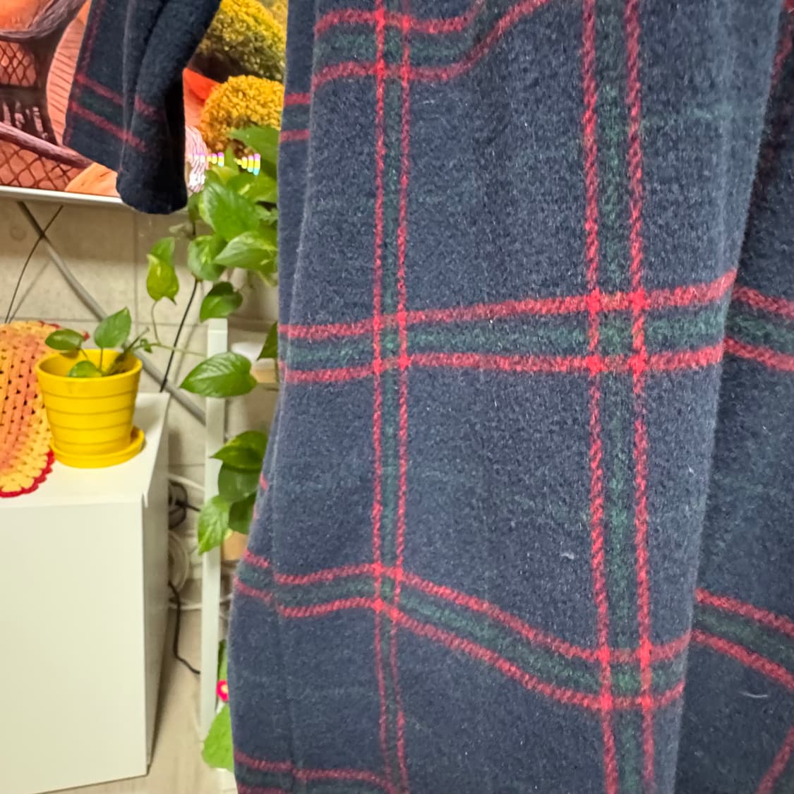 네이비 레드체크 카라 긴팔 모직 원피스 빈티지스타일 상품이미지4