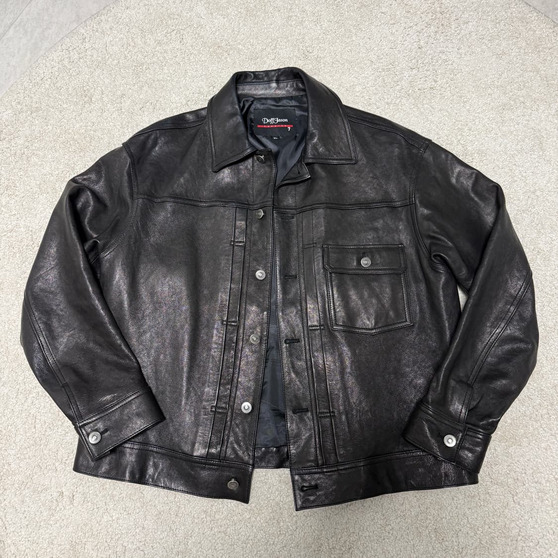 도프제이슨 프리미엄 베지터블 스터드 트러커 가죽자켓 XL 상품이미지2
