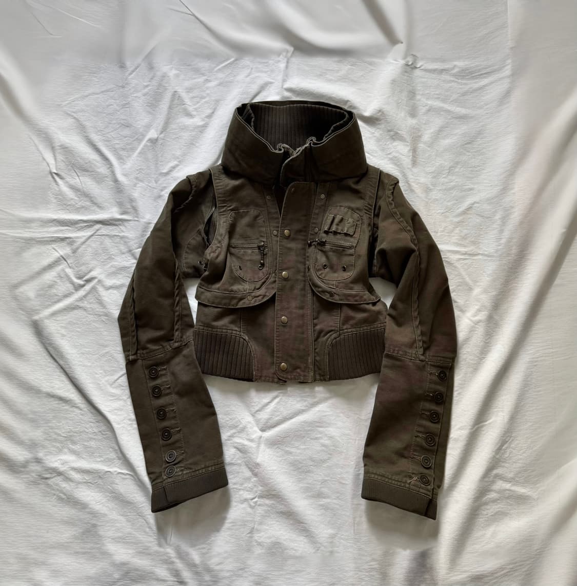 00's 해체주의 하이넥 아카이브 분리형 스터드 앤틱 자켓 y2k 상품이미지3