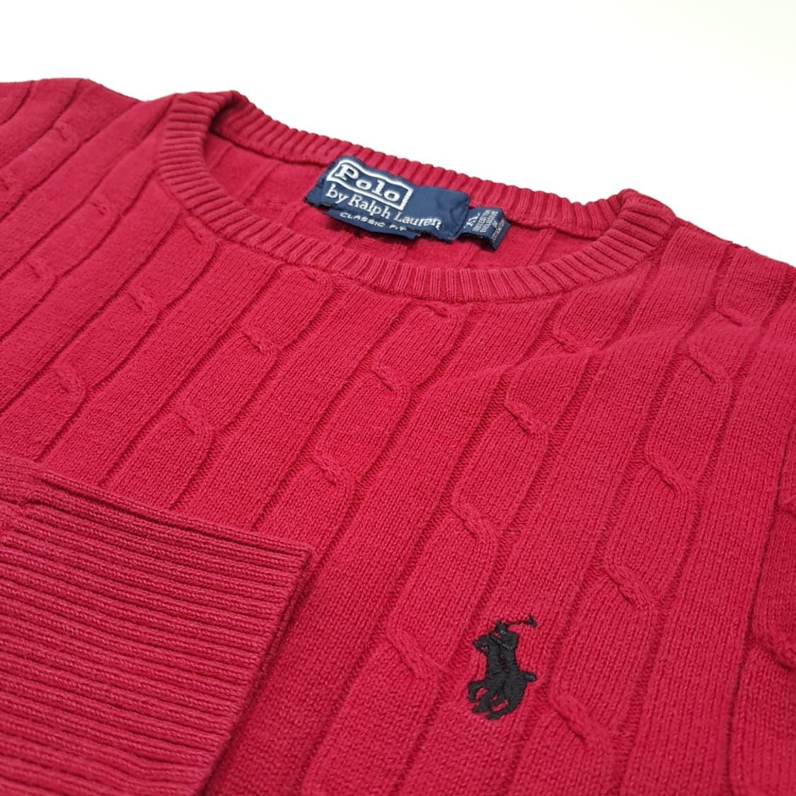 CL574 XL 폴로 00s 코튼 케이블 레드 니트 스웨터 상품이미지4