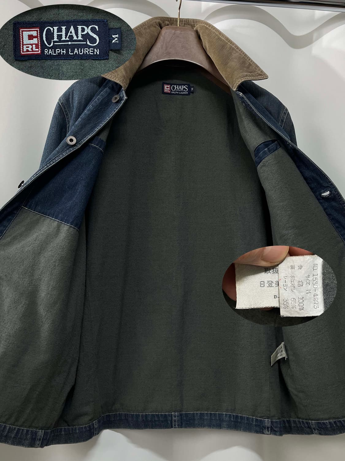 90's 챕스 랄프로렌 코듀로이 데님 초어 워크자켓 상품이미지3