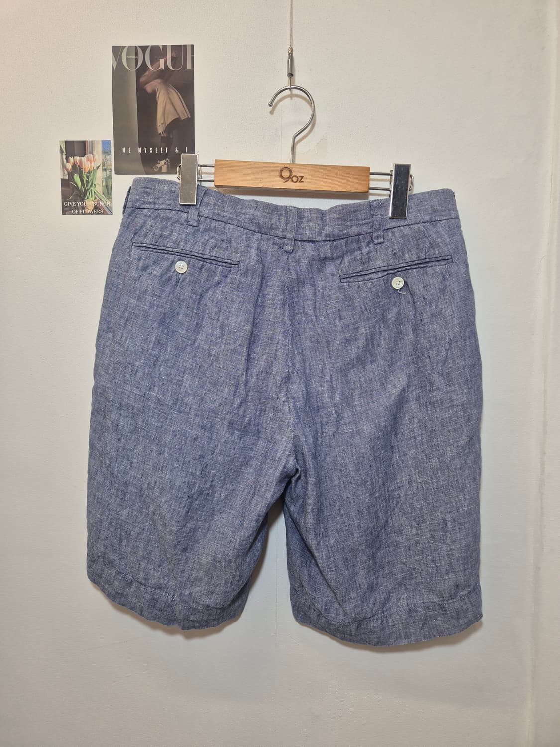 폴로 랄프로렌 클래식핏 린넨 반바지입니다. 시원한 블루 색상으로 여름철에 상품이미지2
