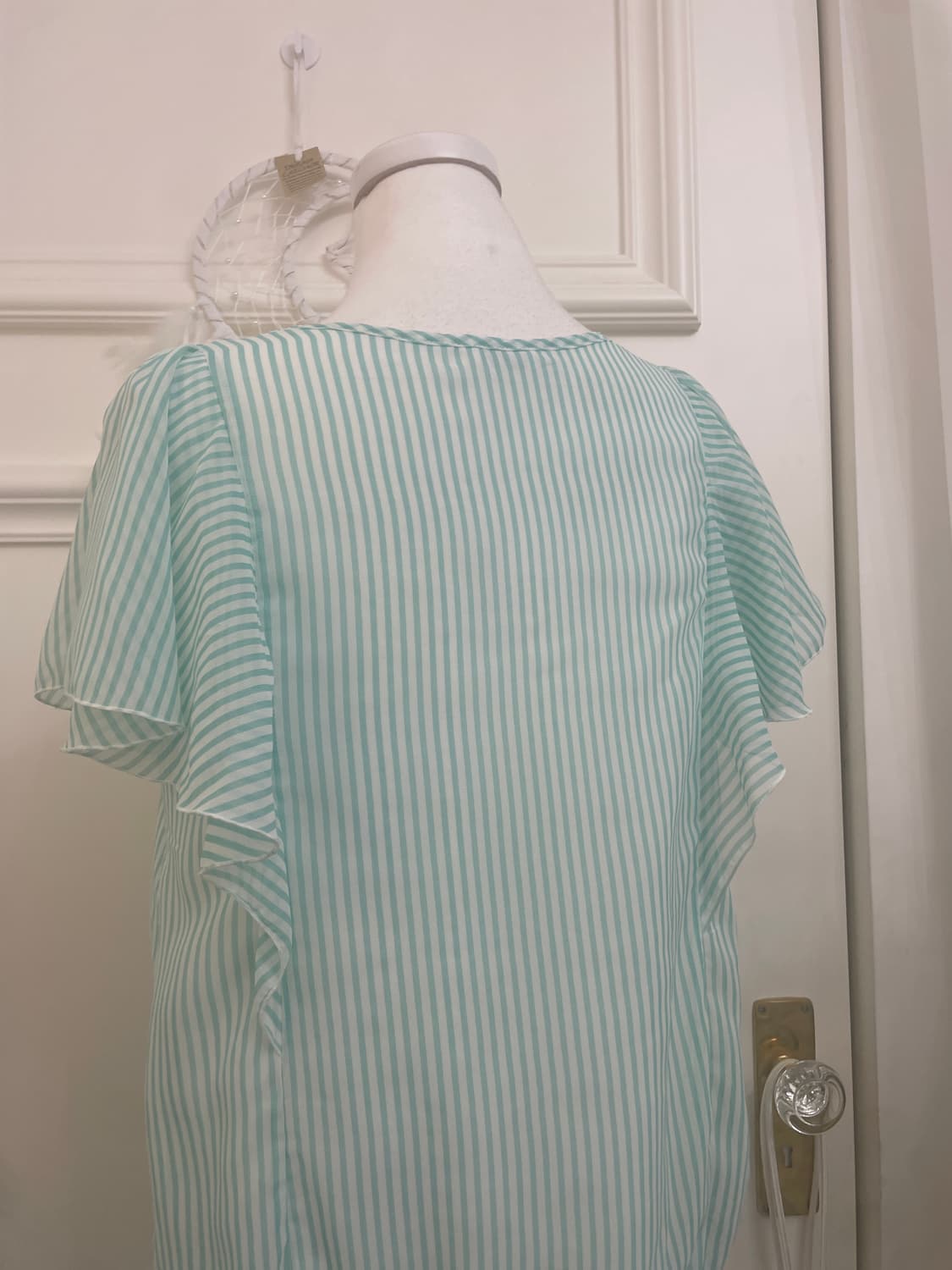 mint stripe ruffle summer blouse(size-L) 상품이미지4