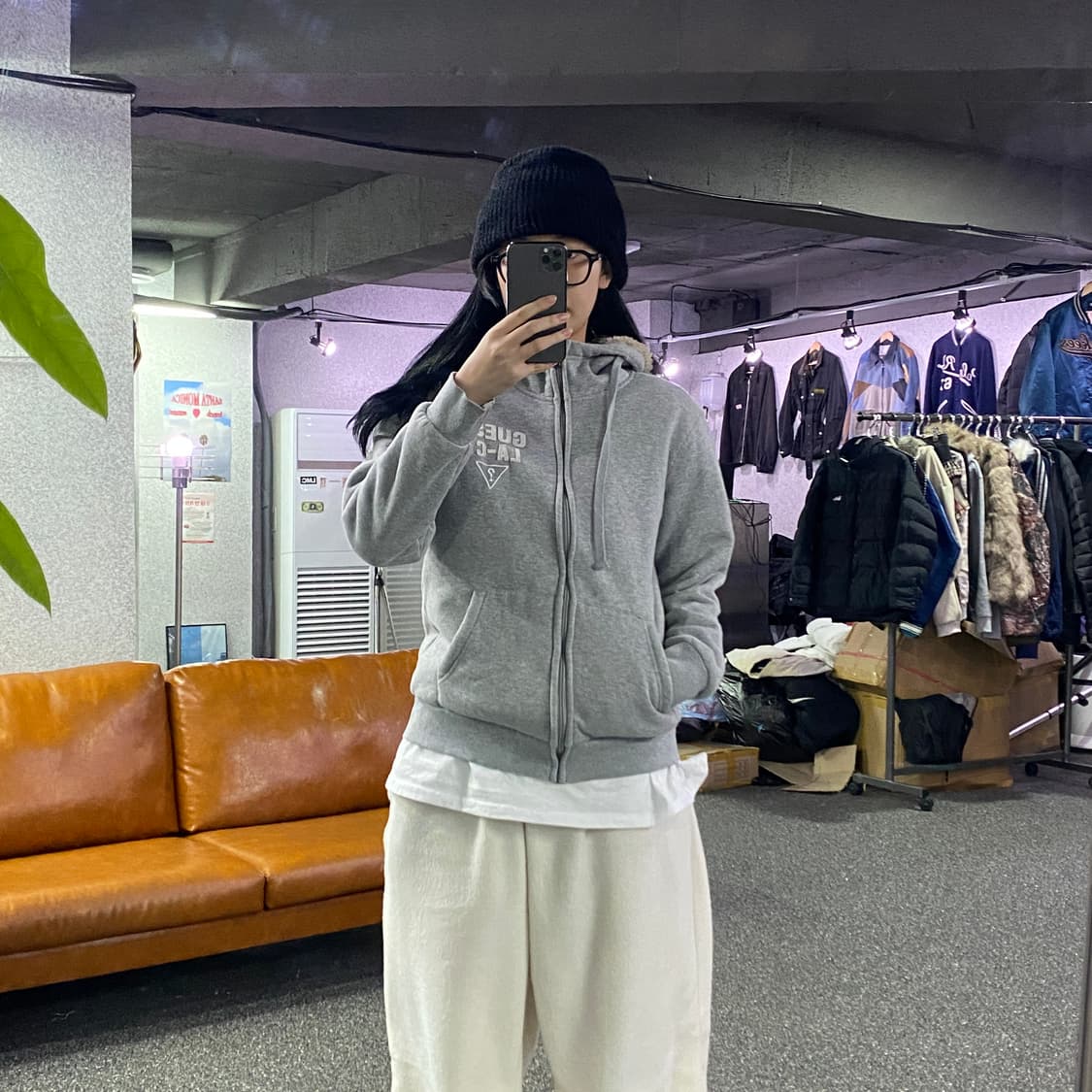 게스y2k 양털 후드 집업 B3173 상품이미지1