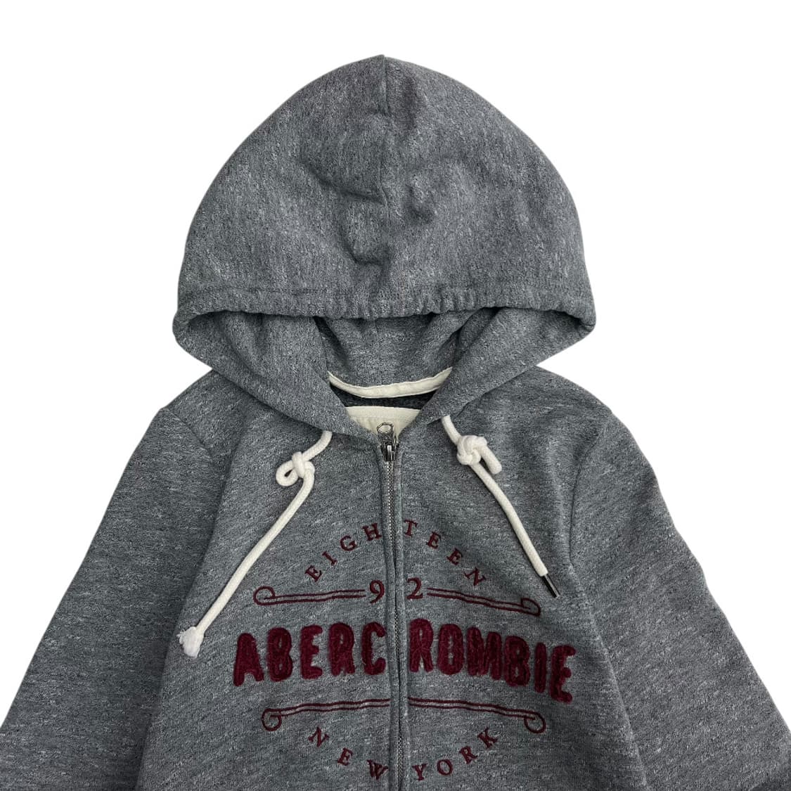 아베크롬비 버건디 센터로고 그레이 후드집업 S 상품이미지4