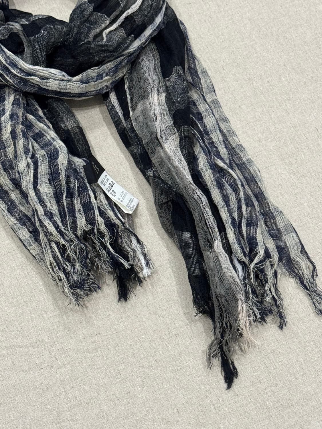 요지야마모토 믹스드 체크 린넨코튼 머플러 상품이미지3