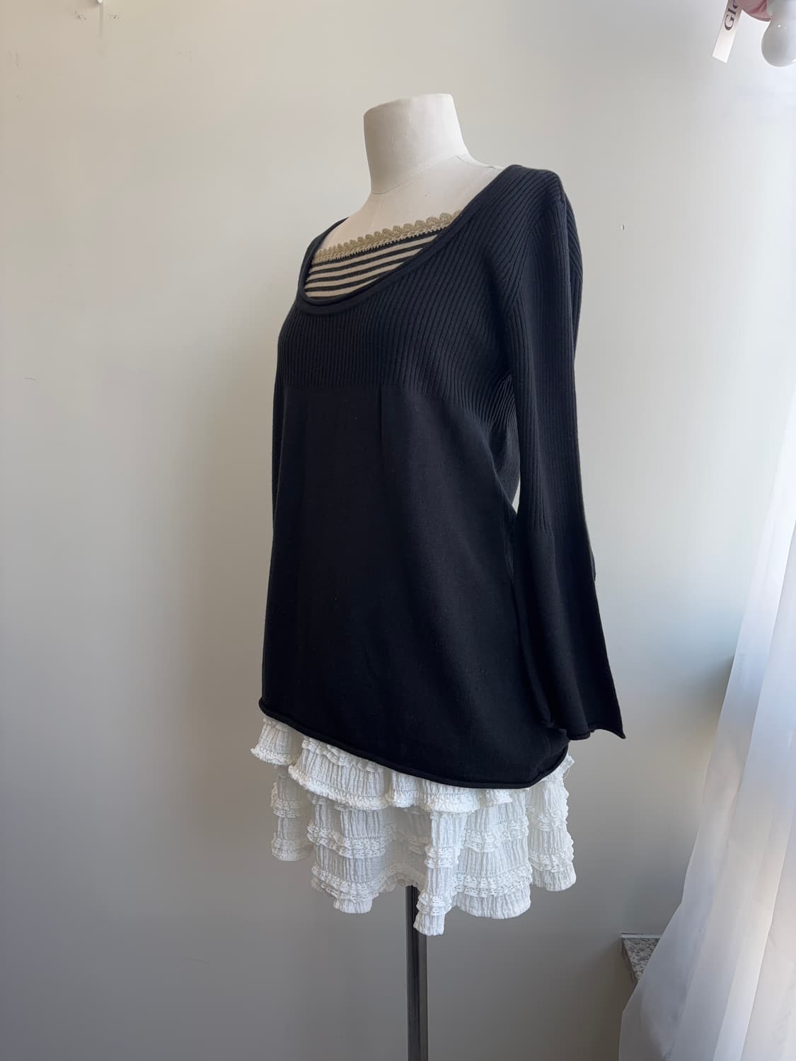 도쿄 넥 배색 골지 a라인 풀오버 상품이미지6