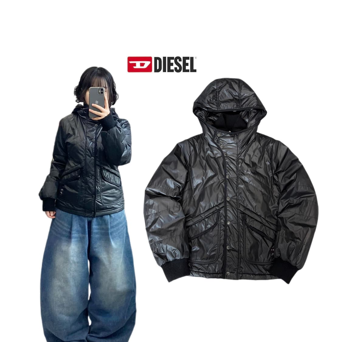 디젤 유광 풀오버 퀼팅 봄버 점퍼 자켓 상품이미지1