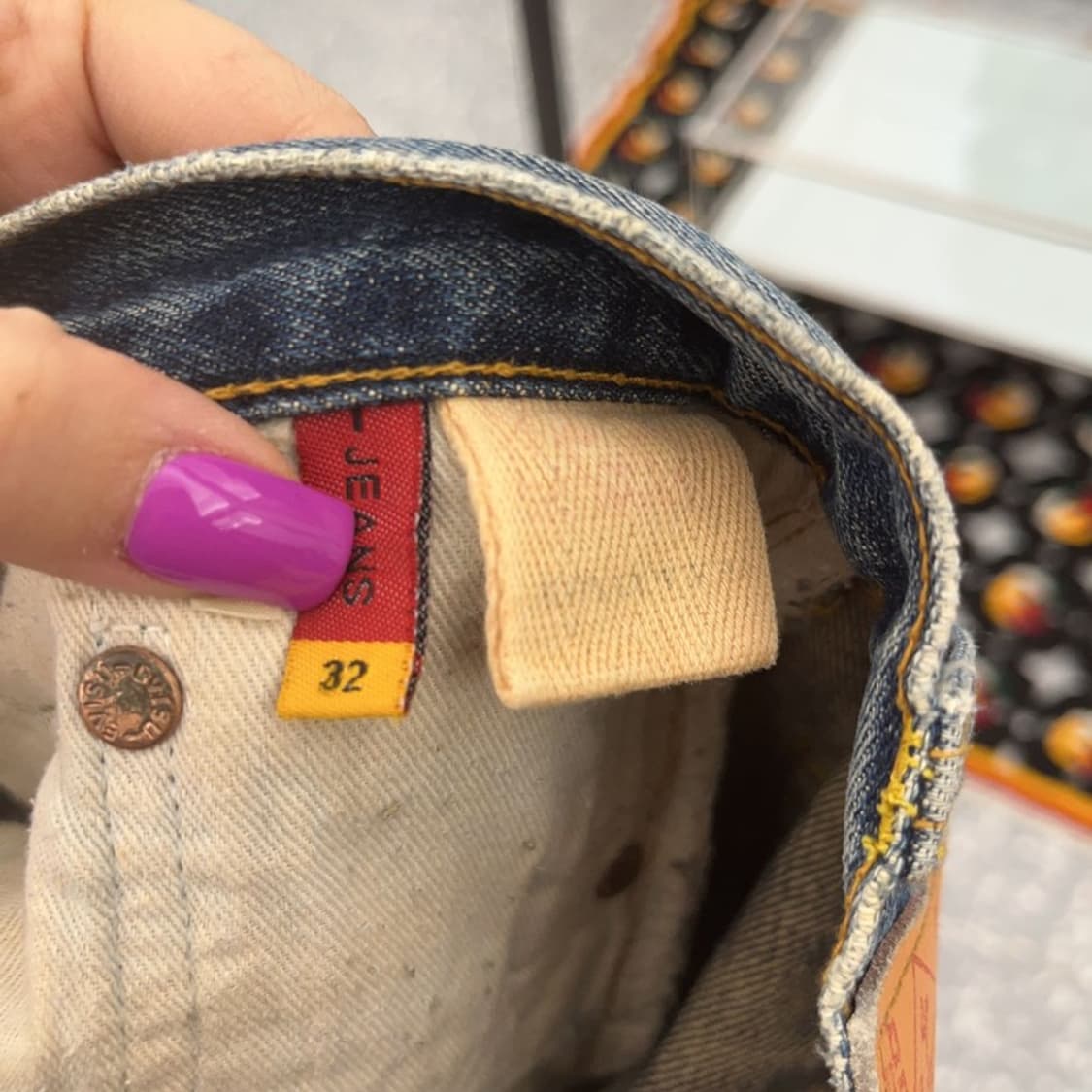 에비수 빈티지 레트로 포켓프린팅 데님팬츠 32인치C06869 상품이미지6