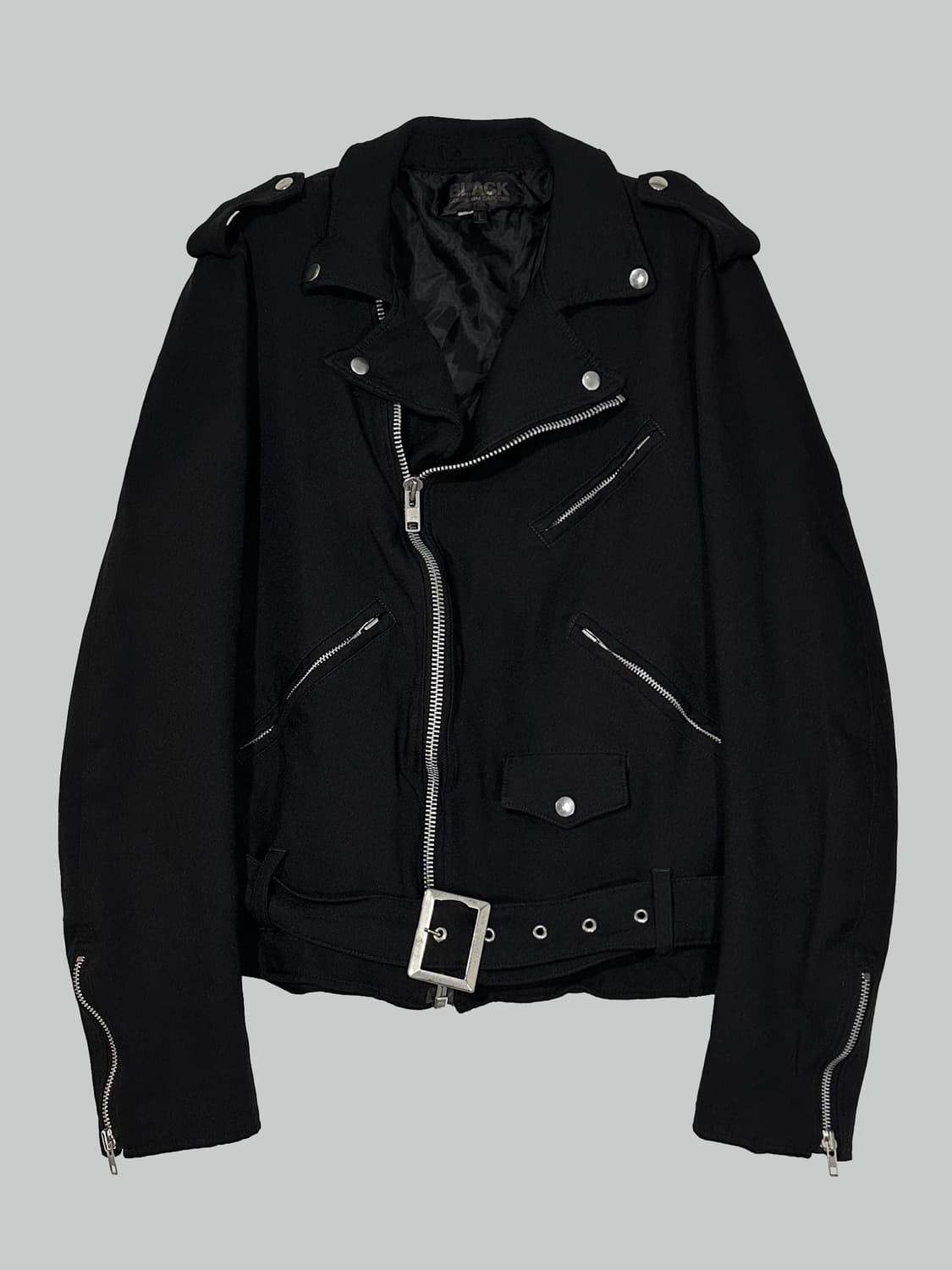 꼼데가르송 블랙 축융 폴리 라이더 자켓 상품이미지2