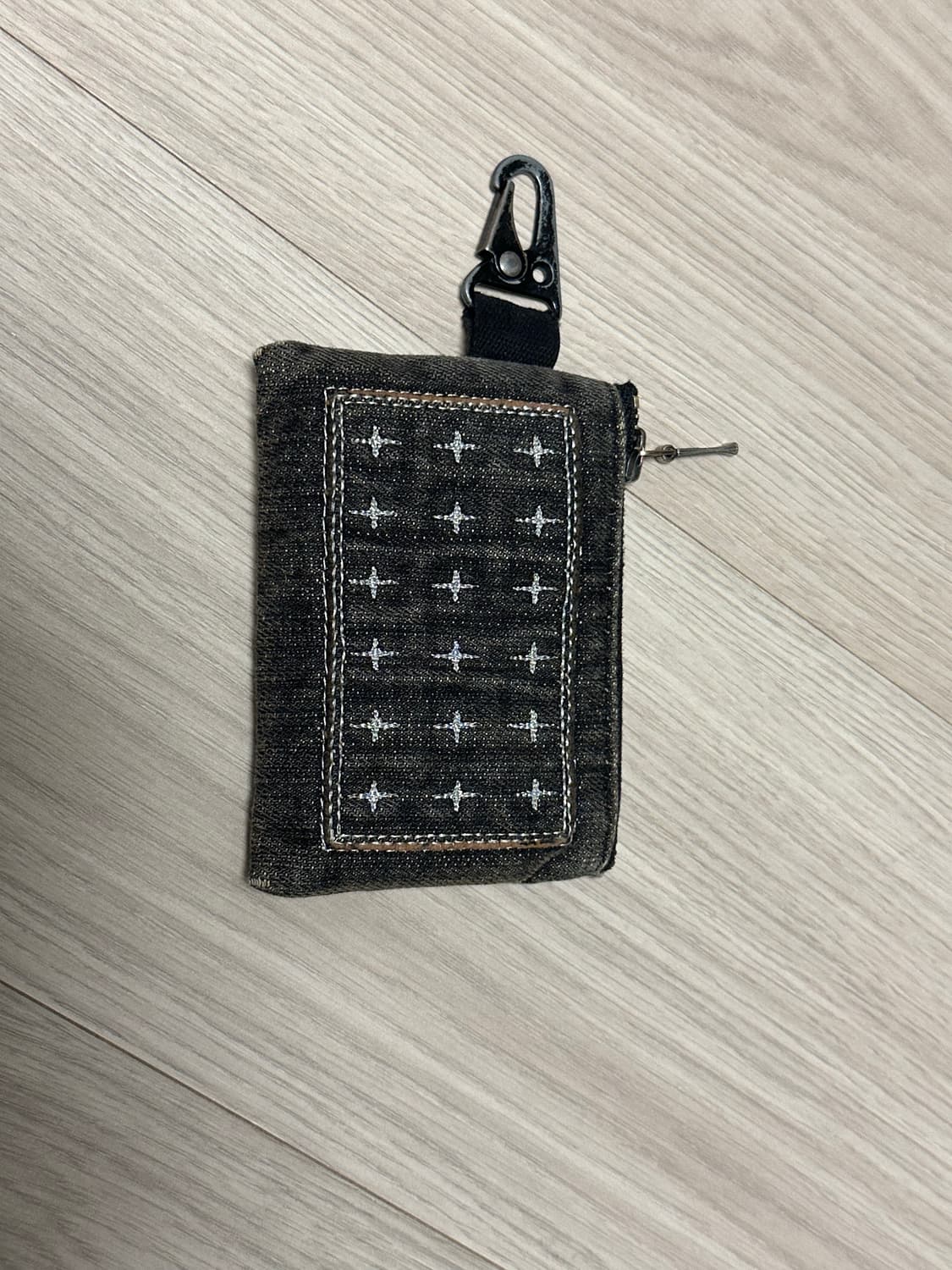 카락터 패치 워크 데님 카드지갑 상품이미지1