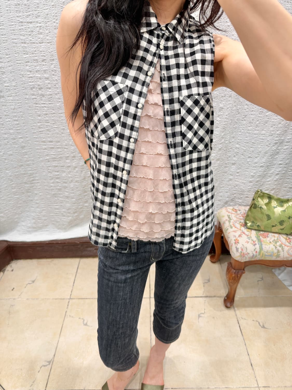 check muse vest blouse 상품이미지5