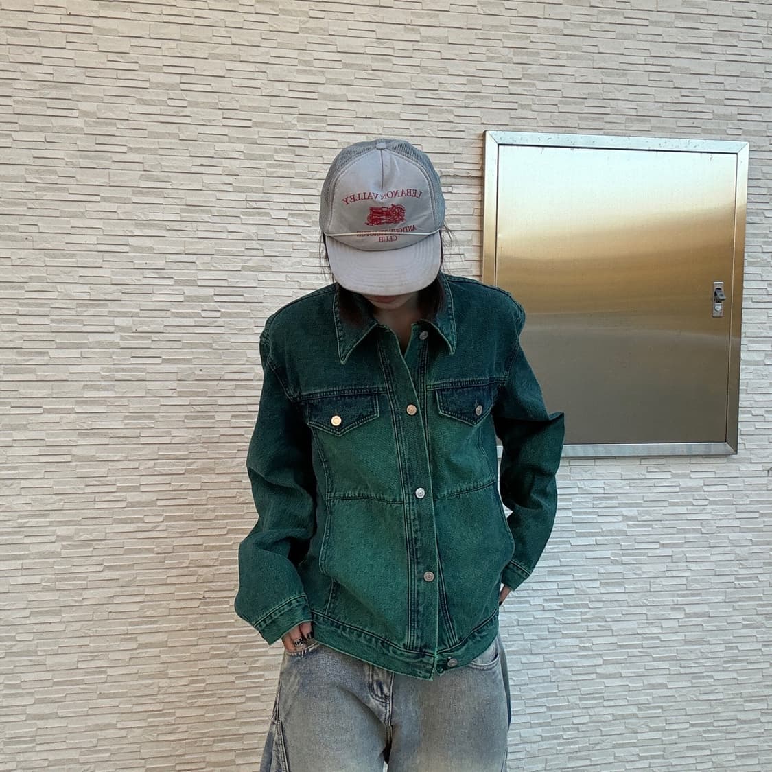 90s 올드스쿨 그린 데님 트러커자켓 상품이미지4