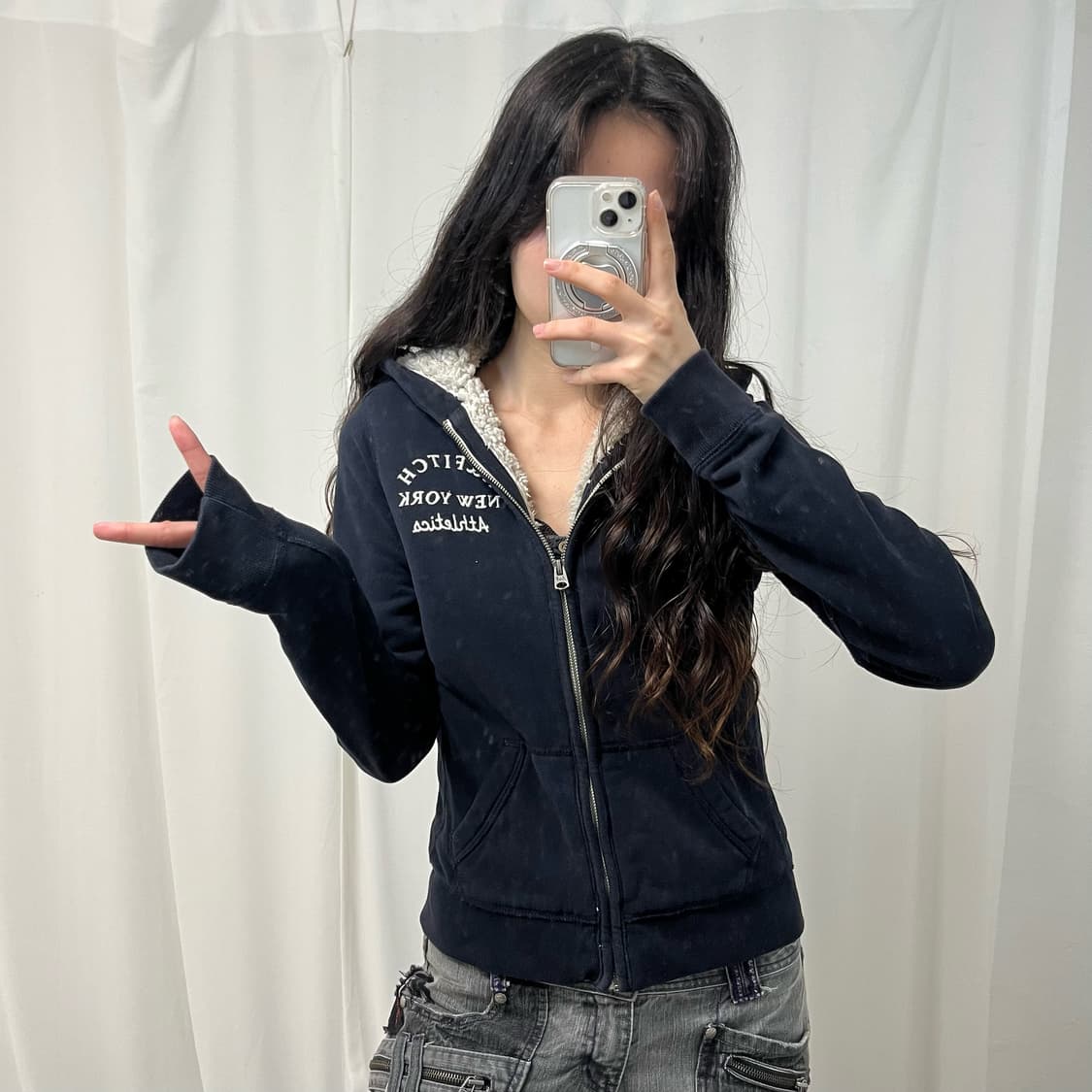 Abercrombie Navy Fleece Hood Zip-up 상품이미지2