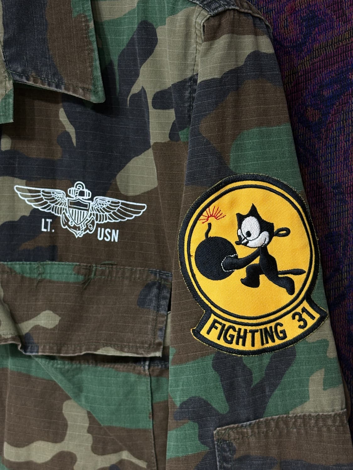 미군 bdu 우드랜드 펠릭스 더 캣 프린팅 커스텀 자켯 상품이미지5