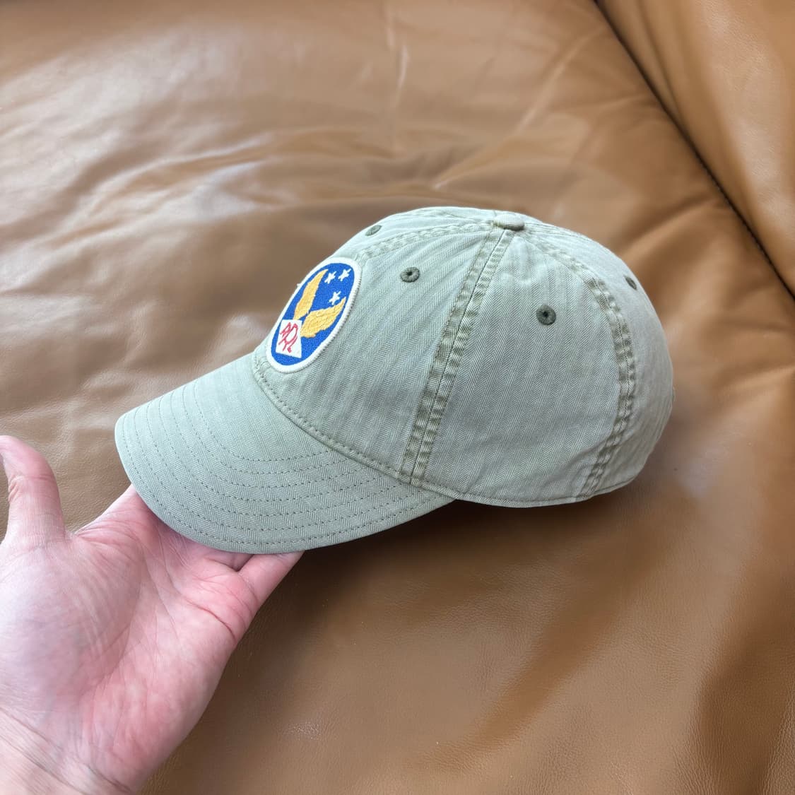 RRL 더블알엘 랄프로렌 폴로 윙로고 6패널 볼캡 모자 워시드 카키 상품이미지4