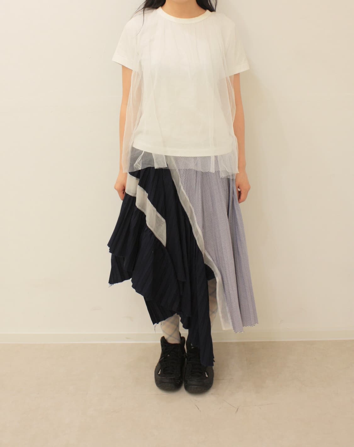 sacai asymmertic pleats skirt 상품이미지2