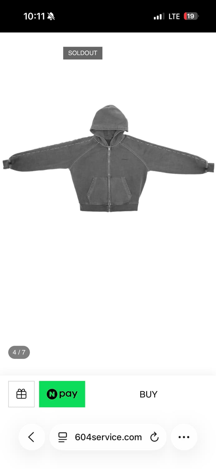 604service 서비스 비즈 후드집업 점퍼 자켓 스터드 워싱 빈티지 상품이미지3