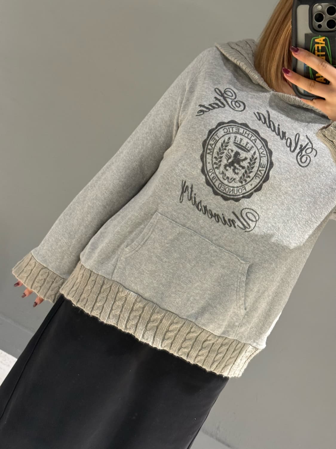 Kawaii knit layered lettering hoodie 상품이미지2