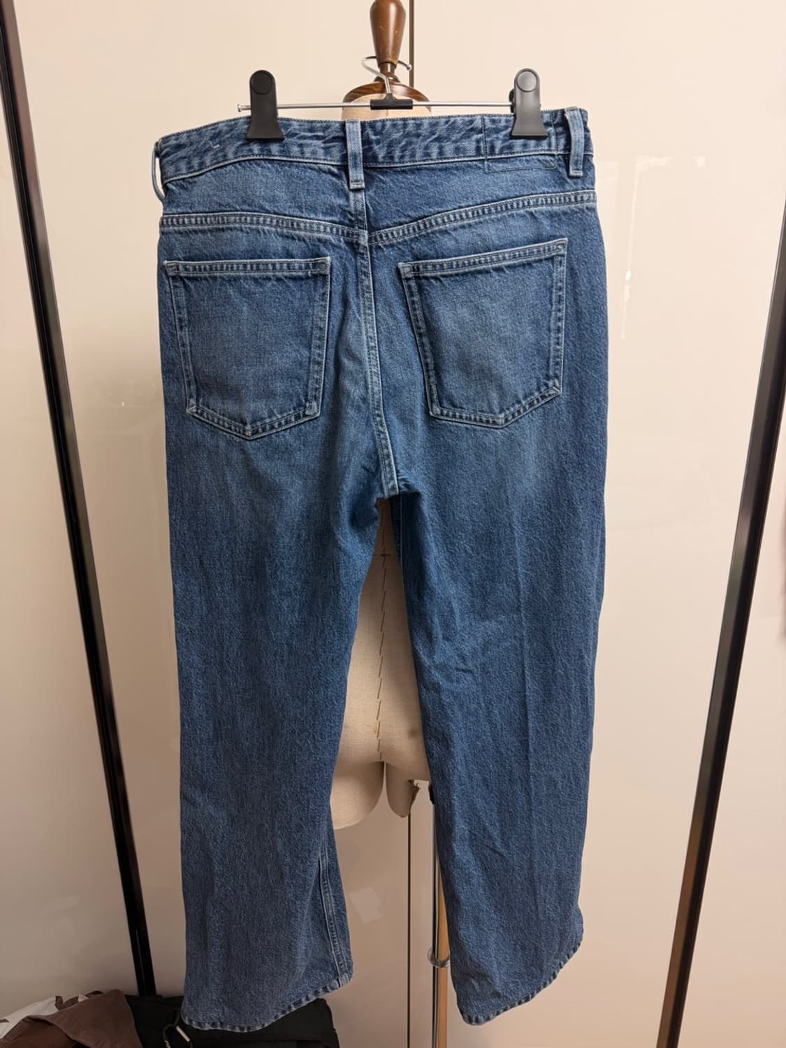 77사이즈) 마시모두띠 미드웨이스트 와이드 레그 데님 팬츠 흑청워싱팬츠 상품이미지8