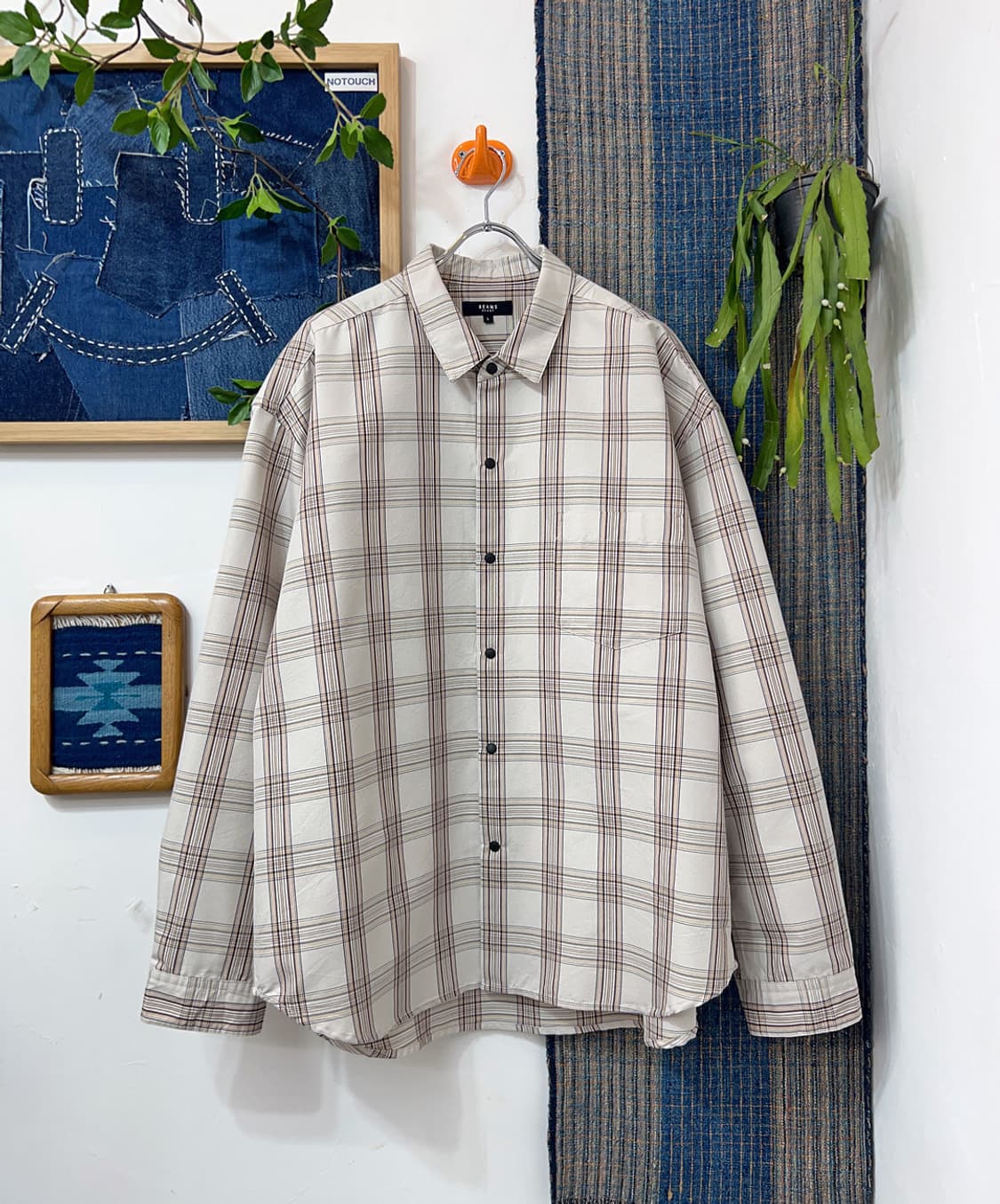 BEAMS HEART   Checkered Polyester Shirt  상품이미지1