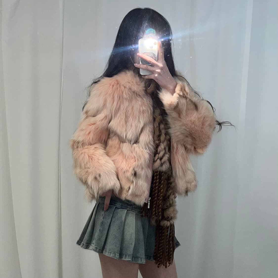 핑크 폭스 퍼 자켓 상품이미지2