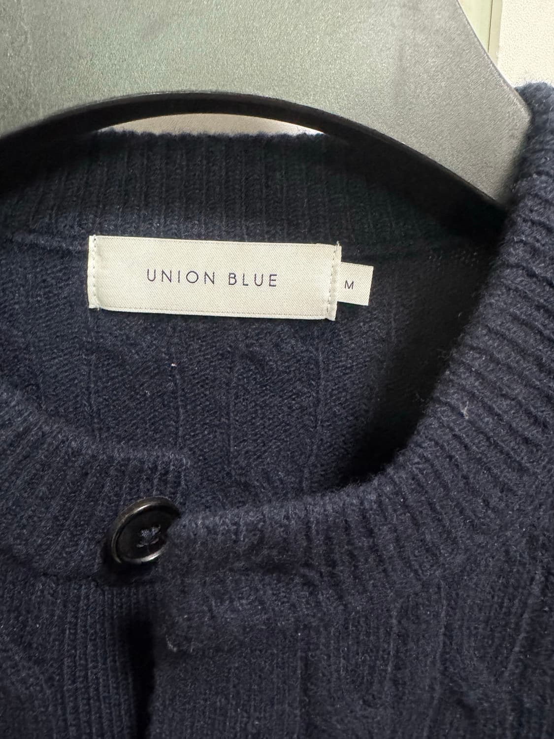 유니온블루 케이블 라운드 크롭 니트 가디건 네이비 m 95 상품이미지5