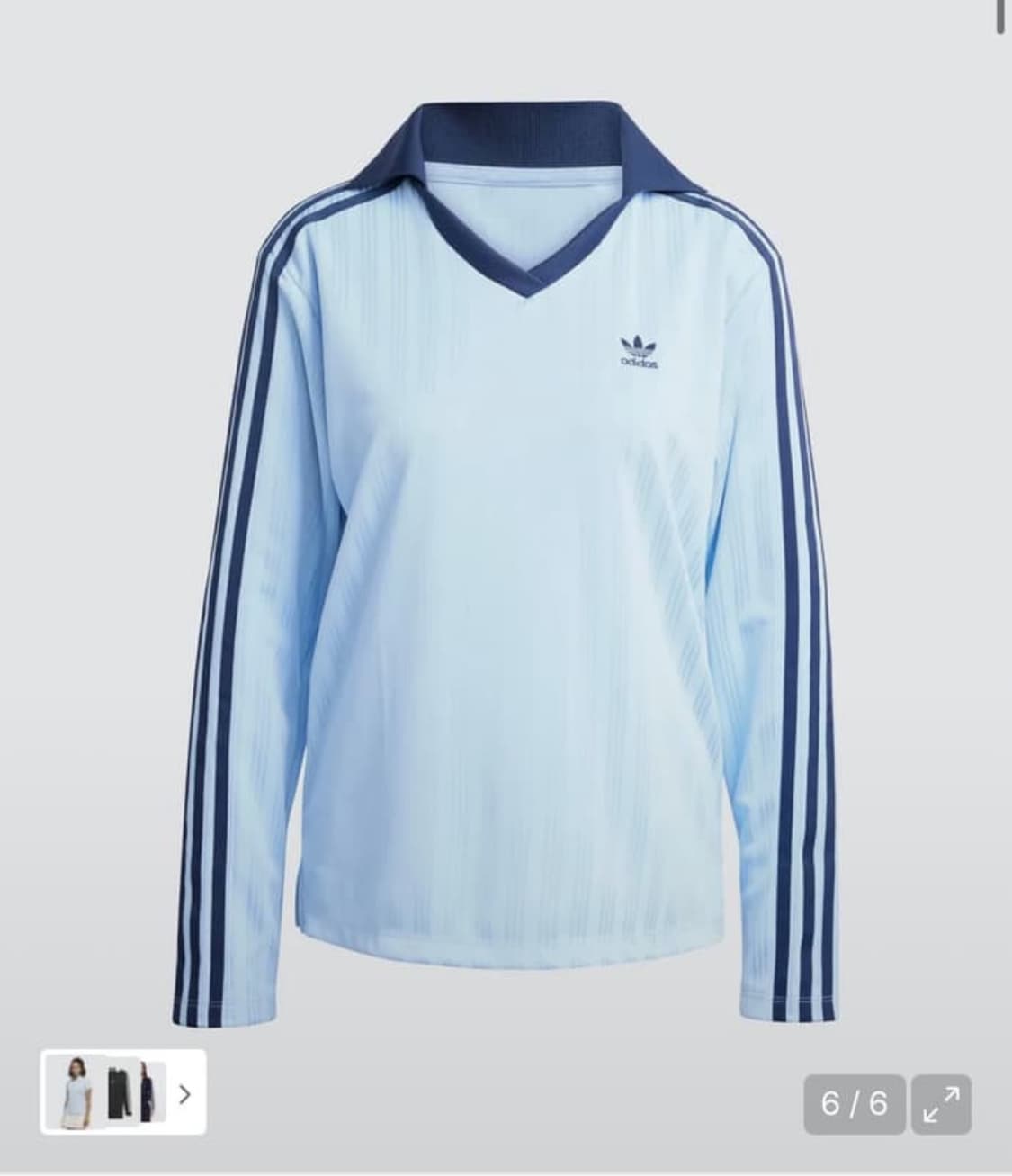 아디다스 풋볼 브이넥 긴팔 폴로 셔츠 스카이블루 상품이미지1