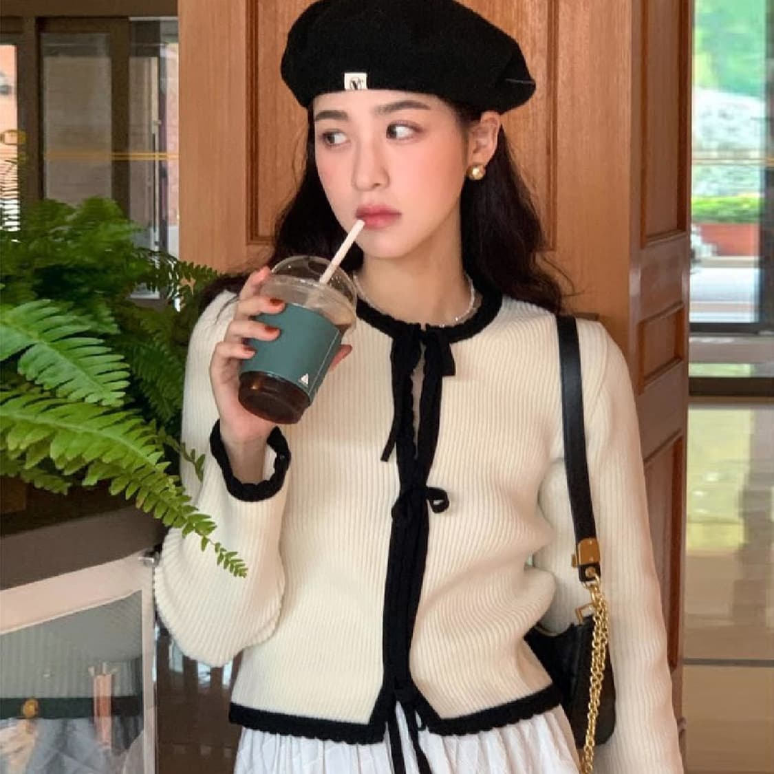 유어네임히얼(Your name here) 리본이가디건 프리사이즈 새상품 상품이미지1