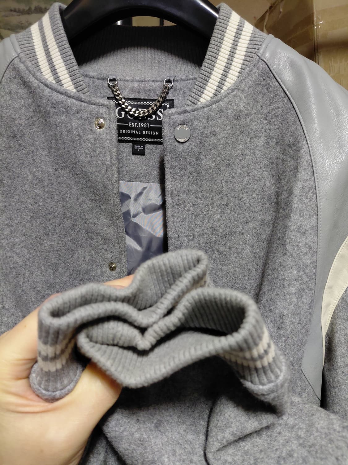 [게스]남녀공용 안감,배색 바시티 자켓 L사이즈 상품이미지10