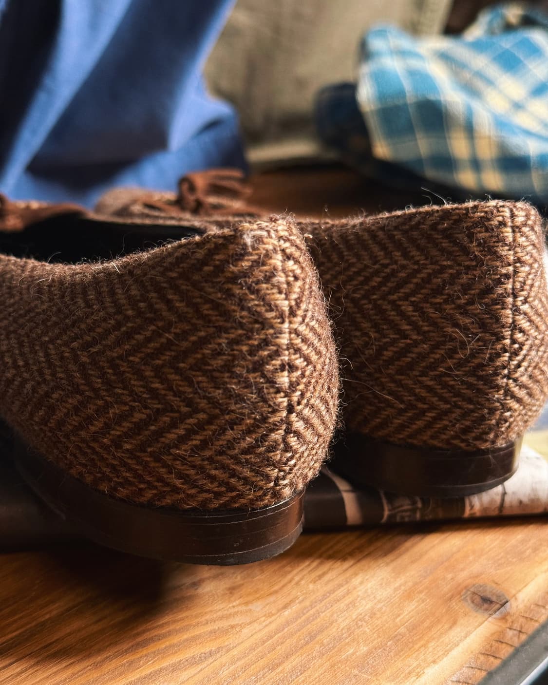 90-00‘s 폴로 랄프로렌 헤링본 트위드 테슬 플랫슈즈 6 1/2 상품이미지10