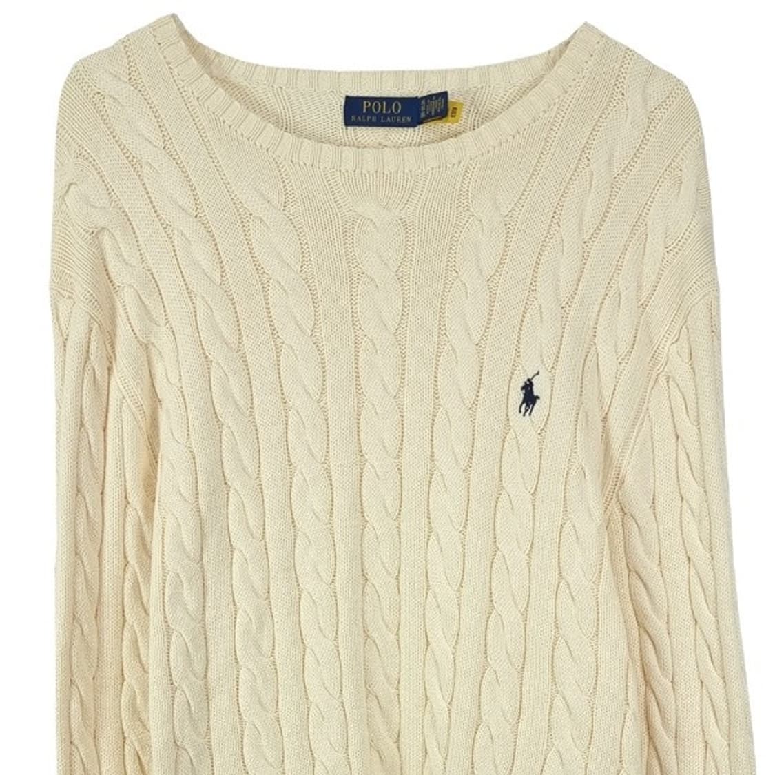 [폴로 랄프로렌] 포니 로고 자수 신형 꽈배기 니트 아이보리 M18659 상품이미지4