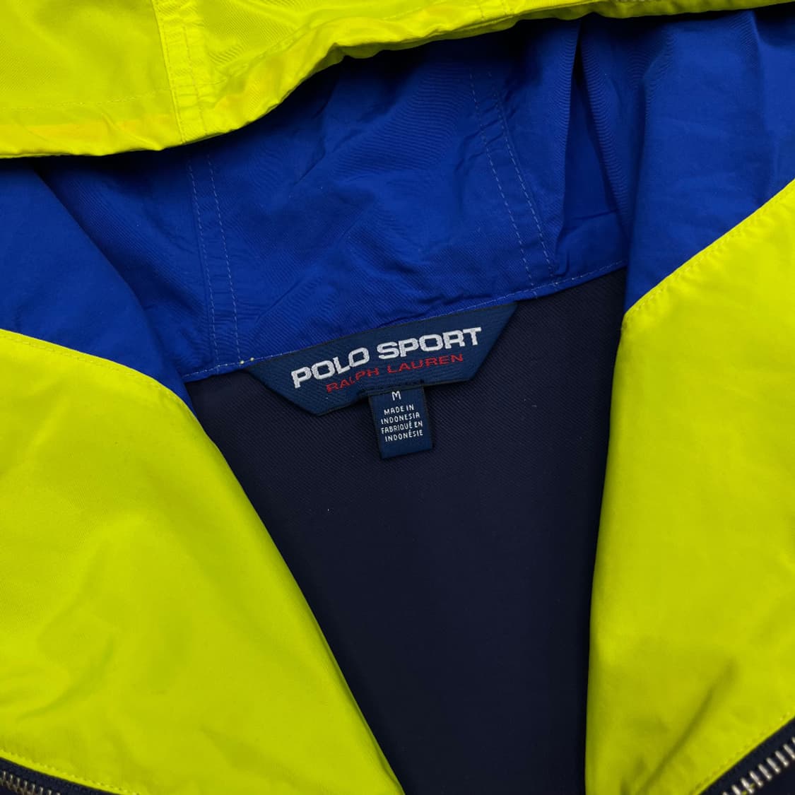 폴로 랄프로렌 스포츠 네온 배색 네이비 후드 바람막이 M 상품이미지5