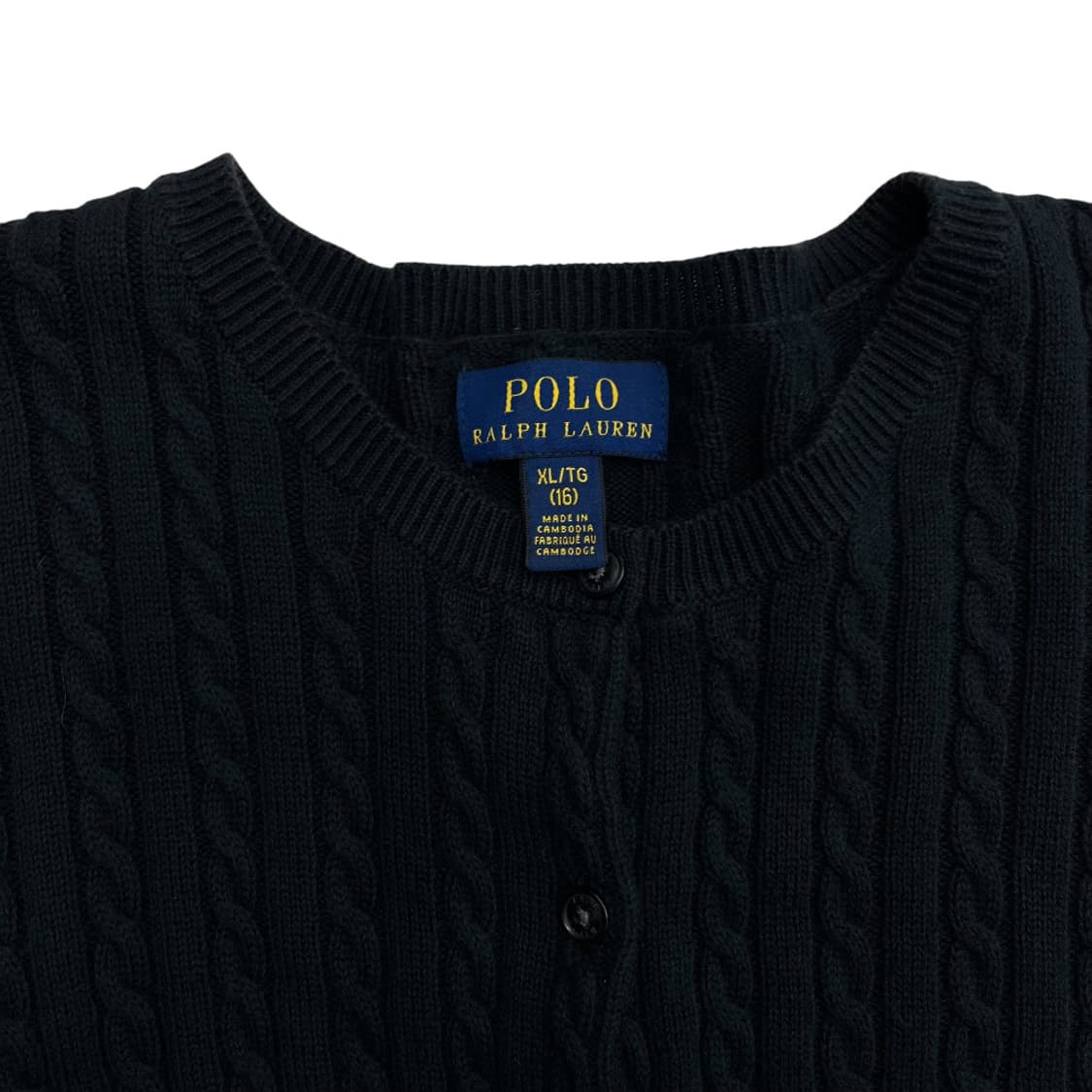 폴로 랄프로렌 화이트포니 블랙 꽈배기 가디건 XL 상품이미지5