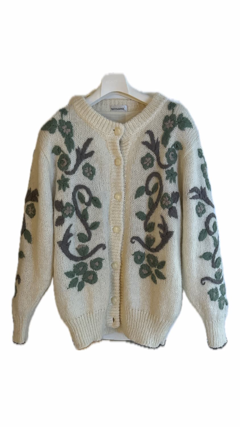 아이보리 플라워 빈티지 니트 가디건 상품이미지1