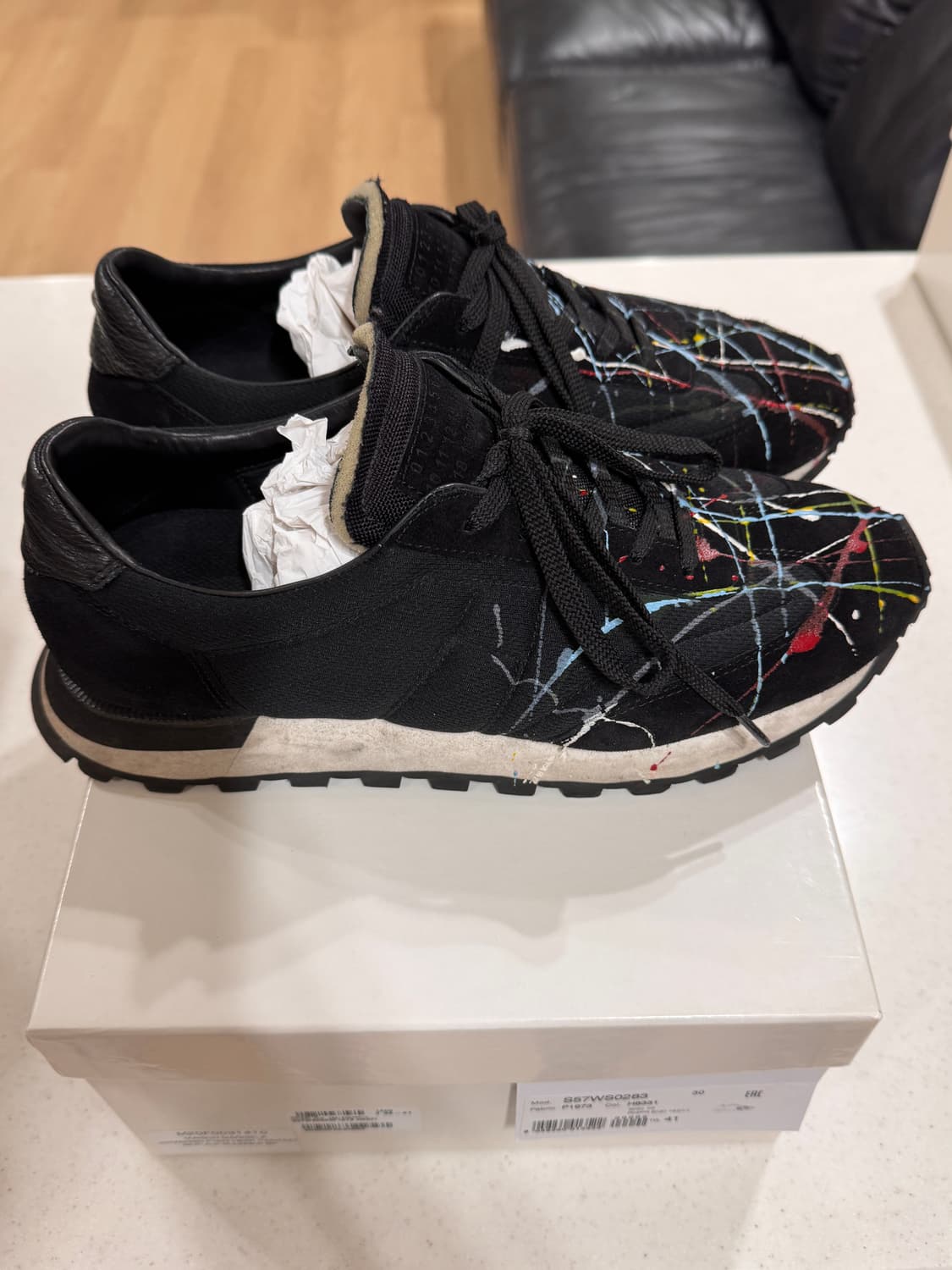 메종 마르지엘라 레플리카 페인트 러너 블랙 상품이미지6