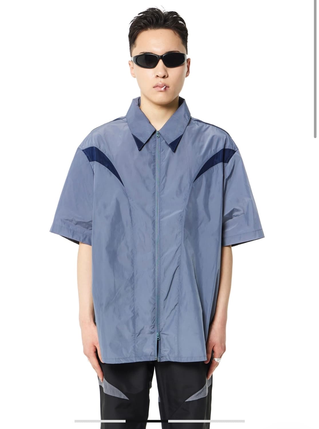 오프닝프로젝트 하프 셔츠 (Blue Grey) 상품이미지2