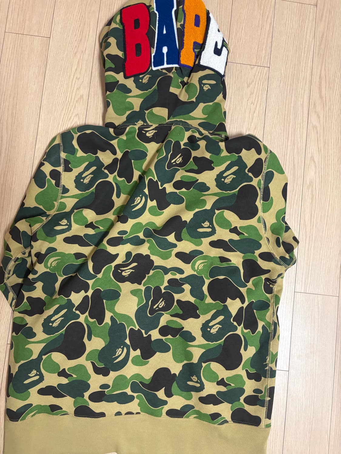 베이프 ABC 카모 세컨드 에이프 풀 집 후드 그린 상품이미지2