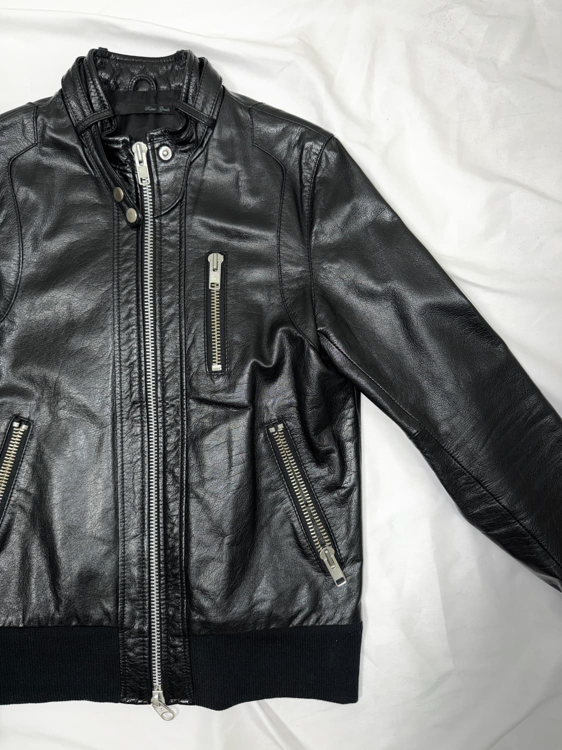 하이넥 레더 블루종 상품이미지5